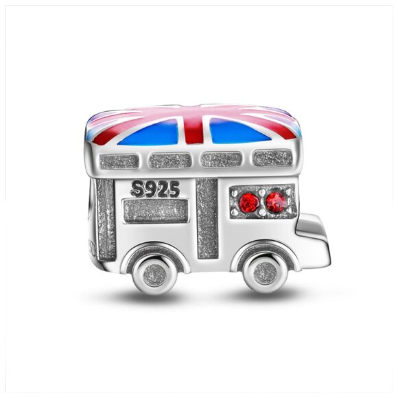 NWOT 925 sterling silver British Double Decker Bus Euro charm Fits Pandora - Picture 1 of 2